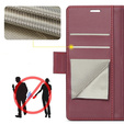 Case for Samsung Galaxy S25, ERBORD Glossy Litchi, wallet with flap, red