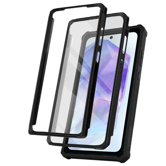 Case for Samsung Galaxy A55, ERBORD Rugged Case, black (Two frames)