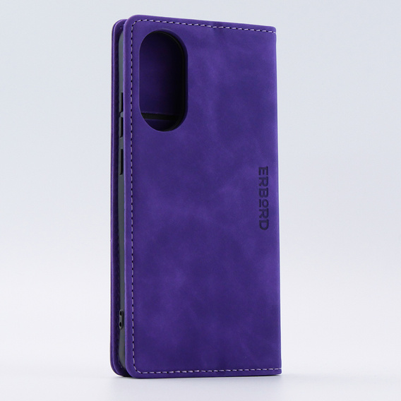 Etui do Oppo A78 4G, ERBORD Vintage portfel z klapką, fioletowe