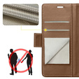 Case for Motorola Edge 50 Pro, ERBORD Glossy Litchi, wallet with flap, brown