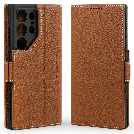 Leather case for Samsung Galaxy S24 Ultra, ERBORD LeatherWallet, brown