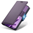 Case for Infinix Note 50 Pro, ERBORD Glossy Litchi, wallet with flap, purple