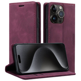 Case for iPhone 15 Pro, ERBORD Vintage, wallet with flap, red