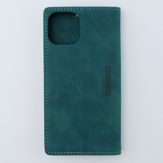 Case for iPhone 15, ERBORD Vintage, wallet with flap, blue