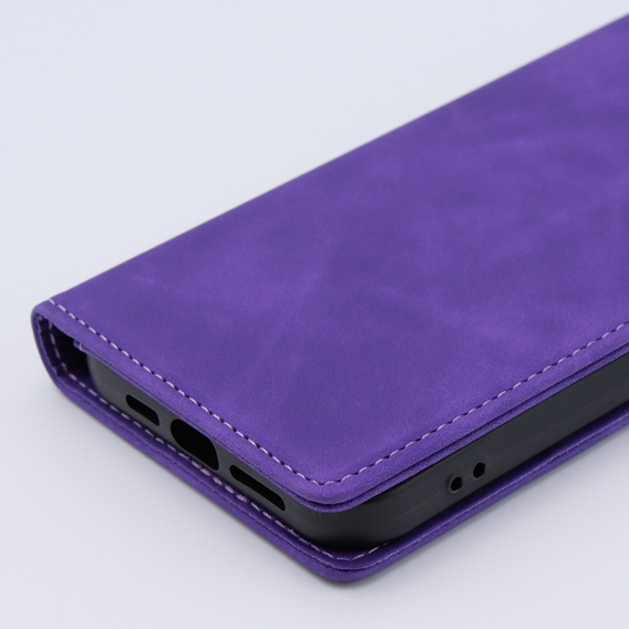 Case for iPhone 15 Pro, ERBORD Vintage, wallet with flap, purple