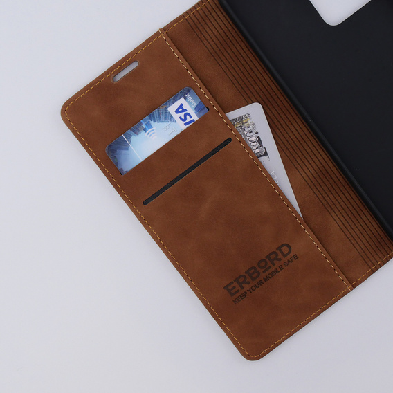Etui do Xiaomi Redmi Note 12 5G / Poco X5 5G, ERBORD Vintage portfel z klapką, brązowe