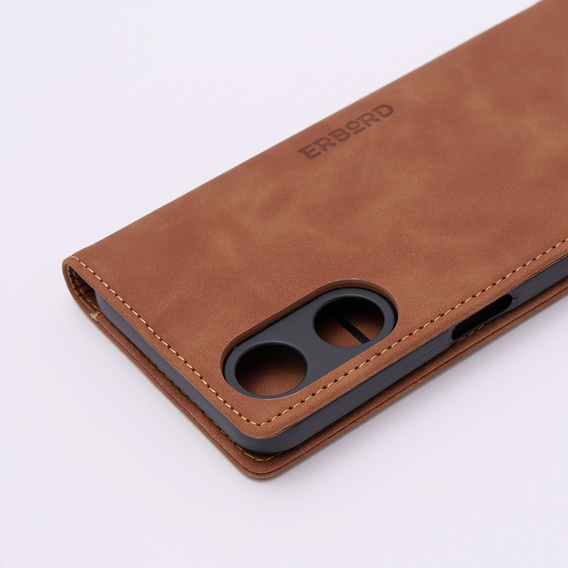 Etui do Oppo A78 5G, ERBORD Vintage portfel z klapką, brązowe