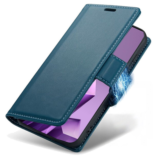 Case for Infinix Note 50 Pro, ERBORD Glossy Litchi, wallet with flap, blue