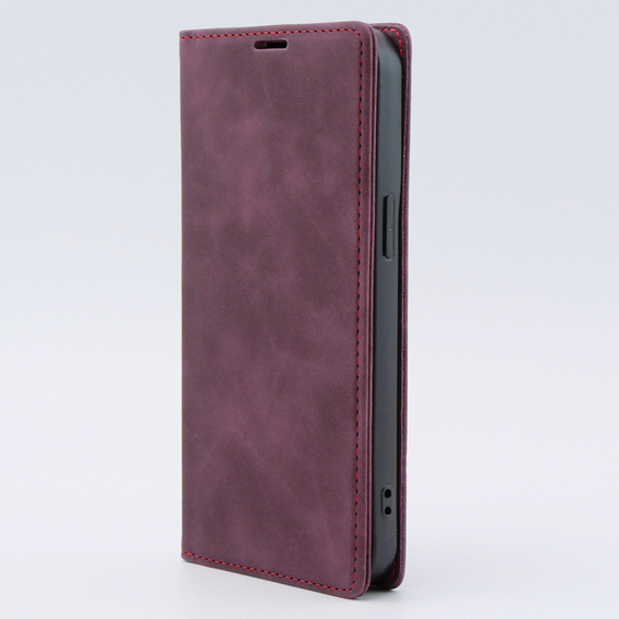 Etui do iPhone 15 Pro, ERBORD Vintage portfel z klapką, czerwone