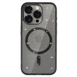 Case for iPhone 16 Pro, ERBORD Glitter MagSafe, black + Screen Glass