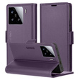 Etui do Xiaomi 15, ERBORD Glossy Litchi, portfel z klapką, fioletowe