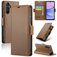 Case for Samsung Galaxy A15 4G / 5G, ERBORD Glossy Litchi, flip wallet + 9H Tempered Glass