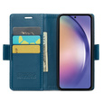 Case for Samsung Galaxy A55, ERBORD Glossy Litchi, wallet with flap, blue