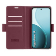 Case for Oppo Reno 14, ERBORD Glossy Litchi, wallet with flap, red