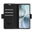 Case for Realme 14 Pro 5G, ERBORD Glossy Litchi, wallet with flap, black