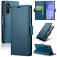 Case for Samsung Galaxy S25 FE, ERBORD Glossy Litchi, wallet with flap, blue
