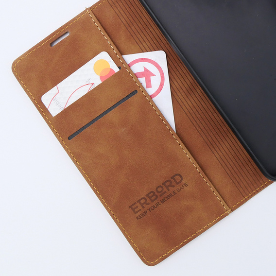 Etui do Motorola Moto G53, ERBORD Vintage portfel z klapką, brązowe