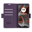 Case for Motorola Edge 50 Pro, ERBORD Glossy Litchi, wallet with flap, purple