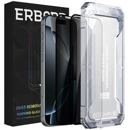 2x Szkło Hartowane prywatyzujące do iPhone 17 Pro / 17 / 16 Pro, ERBORD 9H Easy App Anti-Peep