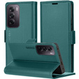 Case for Oppo Reno 12 Pro, ERBORD Glossy Litchi, wallet with flap, green
