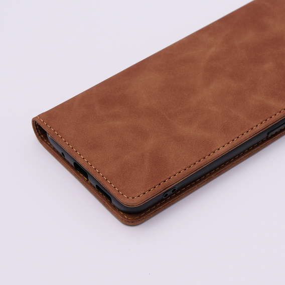 Etui do Xiaomi Redmi 12C, ERBORD Vintage portfel z klapką, brązowe