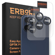 2x Szkło na aparat ERBORD OPTIK Pro do iPhone 16 Pro/16 Pro Max / 15 Pro/15 Pro Max/14 Pro/14 Pro Max, tytanowe niebieskie
