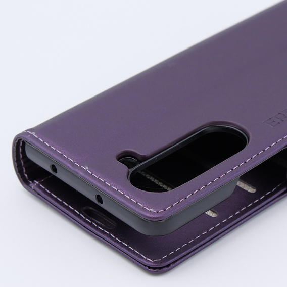 Etui do Samsung Galaxy Z Fold 5 5G, ERBORD Glossy Litchi, portfel z klapką, fioletowe