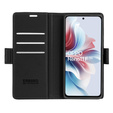 Case for Oppo Reno 11F, ERBORD Glossy Litchi, wallet with flap, black