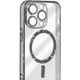 Case for iPhone 16 Pro, ERBORD Glitter MagSafe, black + Screen Glass