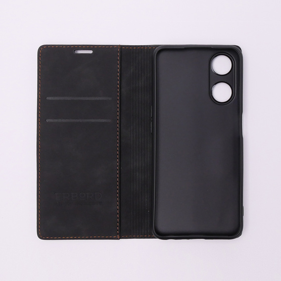 Case for Oppo A78 5G, ERBORD Vintage, wallet with flap, black
