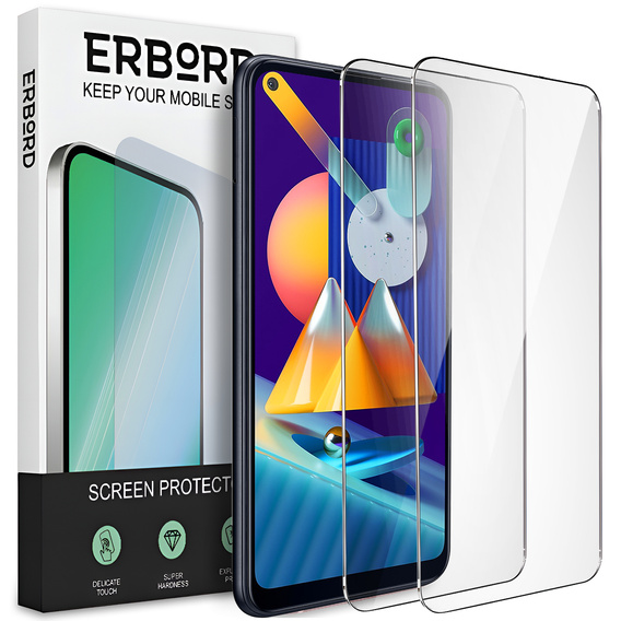 2x Tempered Glass for Samsung Galaxy A11/M11, ERBORD 9H Hard Glass for phone screen