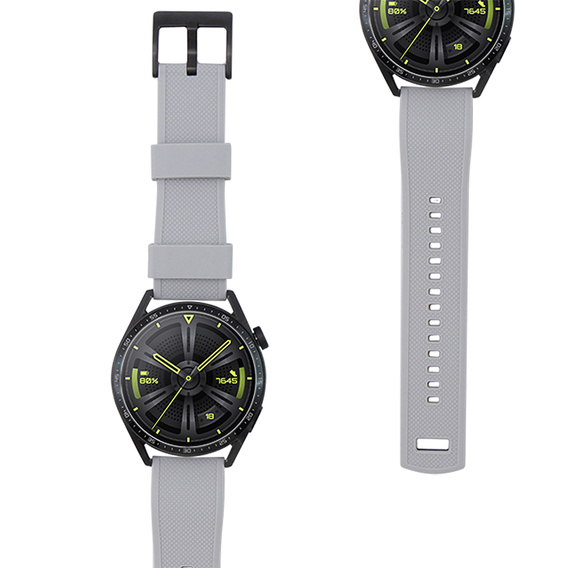 ERBORD Universal Silicone Strap 22mm, Dual Color, grey / black / black buckle