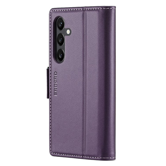 Case for Samsung Galaxy A55, ERBORD Glossy Litchi, wallet with flap, purple