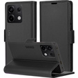 Case for Xiaomi Redmi Note 13 Pro 5G, ERBORD Glossy Litchi, wallet with flap, black