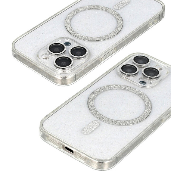 Etui do iPhone 16 Pro Max, ERBORD Glitter MagSafe, przezroczyste + Szkło na ekran