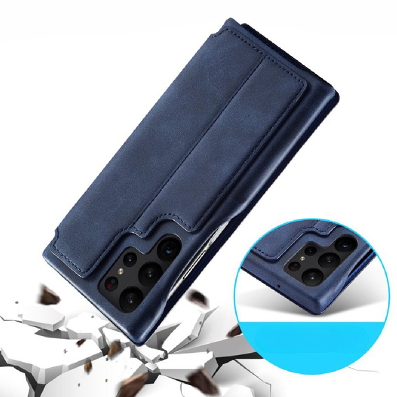 Etui z klapką do Samsung Galaxy S23 Ultra, ERBORD Retro, niebieskie