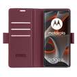 Case for Motorola Edge 50 Pro, ERBORD Glossy Litchi, wallet with flap, red