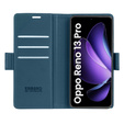 Case for Oppo Reno 13 Pro, ERBORD Glossy Litchi, wallet with flap, blue