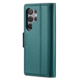 Case for Samsung Galaxy S24 Ultra, ERBORD Glossy Litchi, wallet with flap, green