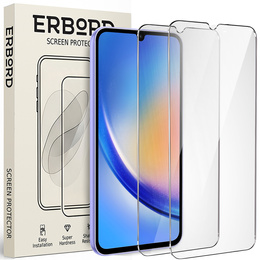 2x Tempered Glass for Samsung Galaxy A34 5G, ERBORD 9H Hard Glass for phone screen