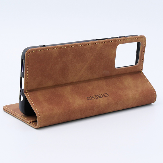 Etui do Motorola Moto G53, ERBORD Vintage portfel z klapką, brązowe