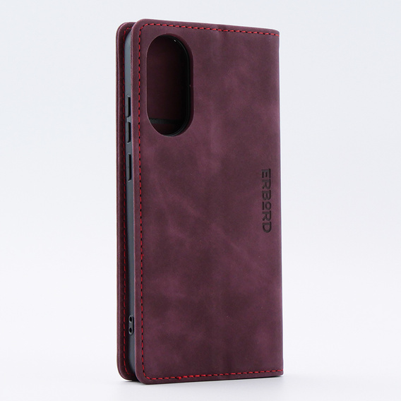Case for Oppo A78 4G, ERBORD Vintage, wallet with flap, red