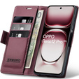 Etui do Oppo Reno 12 Pro, ERBORD Glossy Litchi, portfel z klapką, czerwone