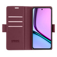 Case for Realme C67 4G, ERBORD Glossy Litchi, wallet with flap, red