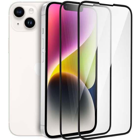 2x Tempered Glass for iPhone 14, ERBORD 3D full display