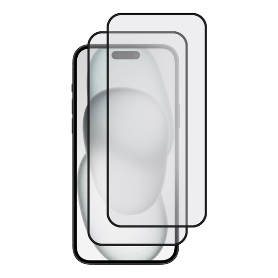 2x Tempered Glass for iPhone 15 Plus, ERBORD 3D full display