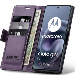 Etui ERBORD Glossy Litchi, portfel z klapką do Motorola Moto G86 5G / G86 Power 5G - fioletowe