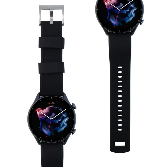 Pasek Silikonowy ERBORD Uniwersalny 22mm, Dual Color, czarny / limonkowy / srebrna klamra