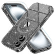 Case for iPhone 16, ERBORD Glitter MagSafe, black + Screen Glass