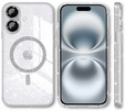 Etui do iPhone 16, ERBORD Glitter MagSafe, przezroczyste + Szkło na ekran